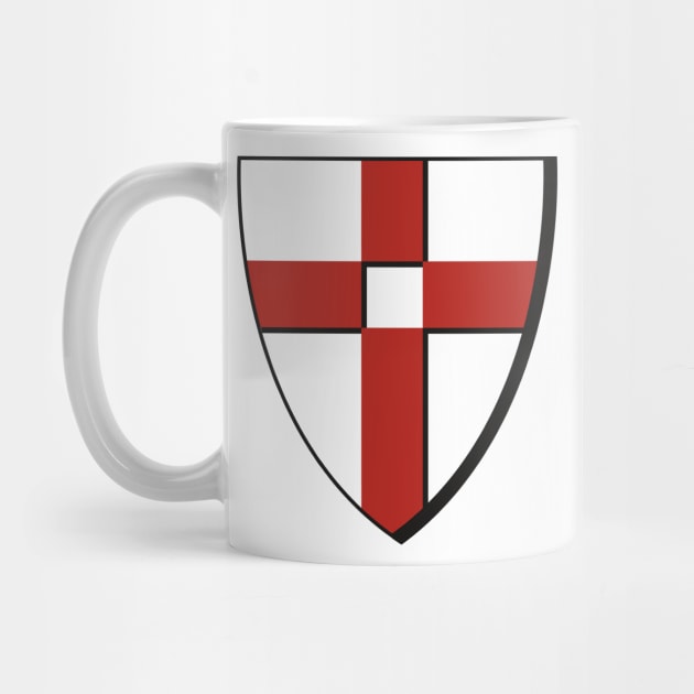 Knight Shield with a red holy cross on it by Creative Art Store